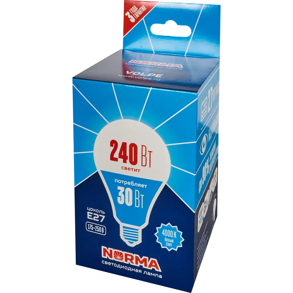 Светодиодная лампа Volpe Norma E27 30Вт белый свет 1300лм 82303270 STLM-0932752 - Вид №4
