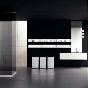 Комбинация ванной комнаты KU 59 в отделке F10 Gris Serena / Rettangolare/ L58 Bianco MILLDUE KUBIK