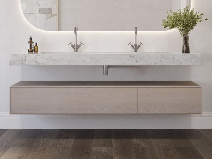 Двойная подвесная раковина Corian® с столешницей RILUXA ANDROMEDA PLUS SLIM MARBLE ARCH-00061425