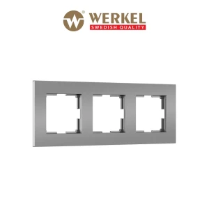 Рамка для розеток и выключателей Werkel Slab W0032965 3 поста цвет серебро матовый