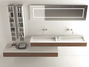 Прямоугольная подвесная раковина из твердой поверхности