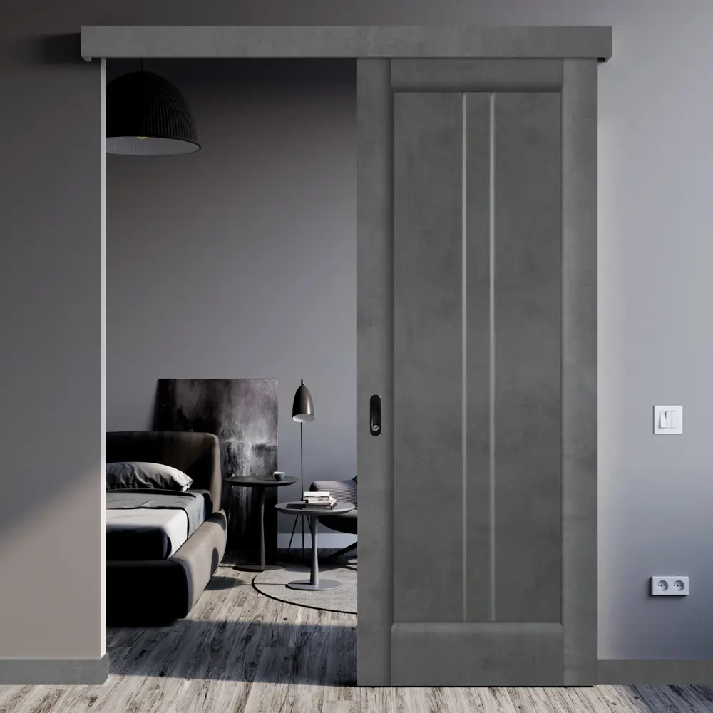 Комплект двери Сиэтл со стеклом 70x200 см ПВХ цвет лофт тёмный с добором 150 мм VELLDORIS STLM-2056727 - Вид №2