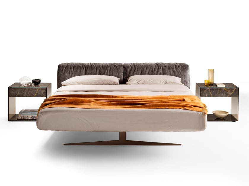 Двуспальная кровать из ткани с мягким изголовьем Lago STEEL SOFT- 1762 ARCH-00050617