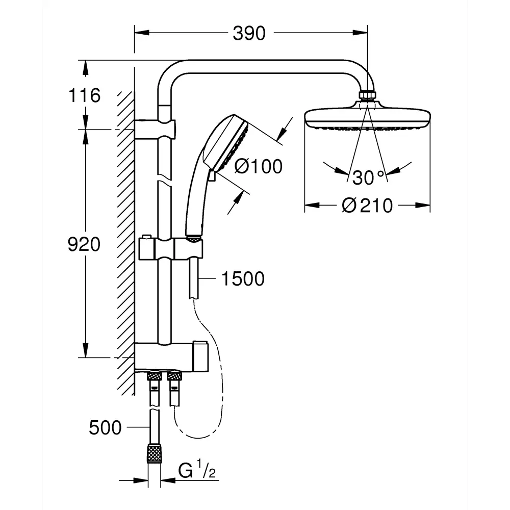 Душевая система Grohe Vitalio Start Clova с переключателем STLM-2072464 - Вид №2