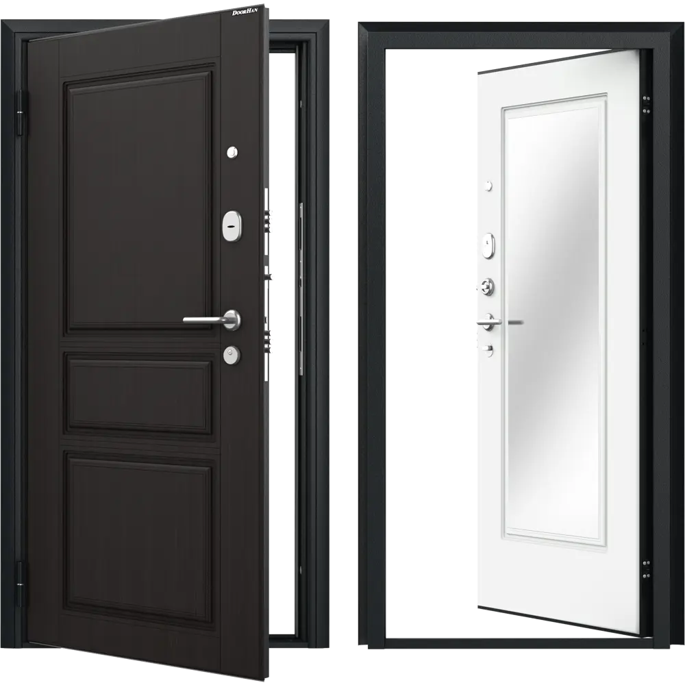 Дверь входная металлическая Премиум New 98x205 см левая белый с зеркалом DOORHAN STLM-2054127 - Вид №1