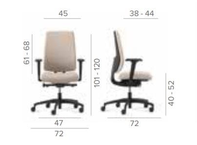 Регулируемый по высоте поворотный офисный стул из ткани Dauphin Indeed ARCH-00023794 - Вид №5