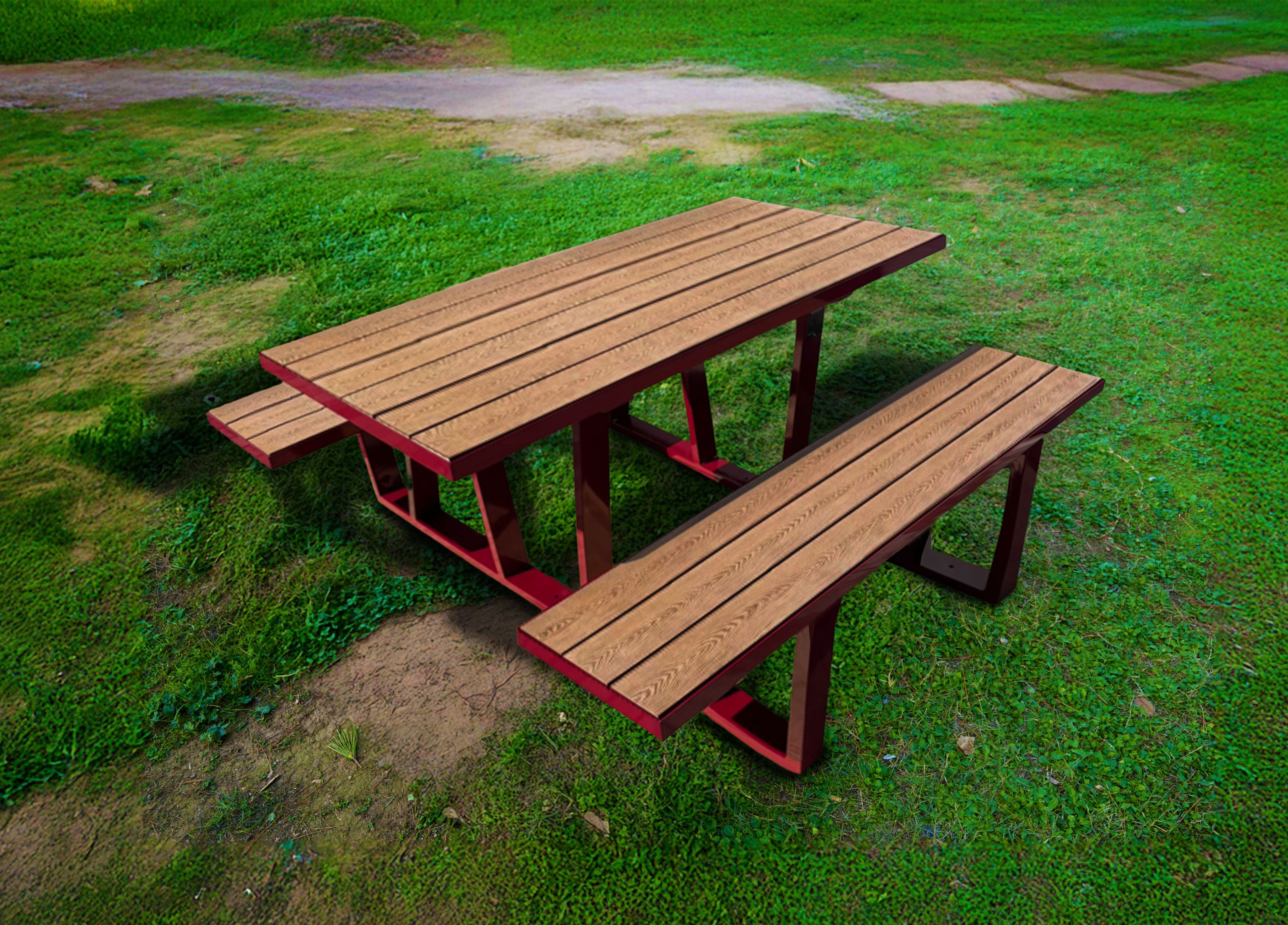 Прямоугольный стол для пикника WPC со встроенными скамейками Studio Città VOLT COMPACT ARCH-00140202 - Вид №2