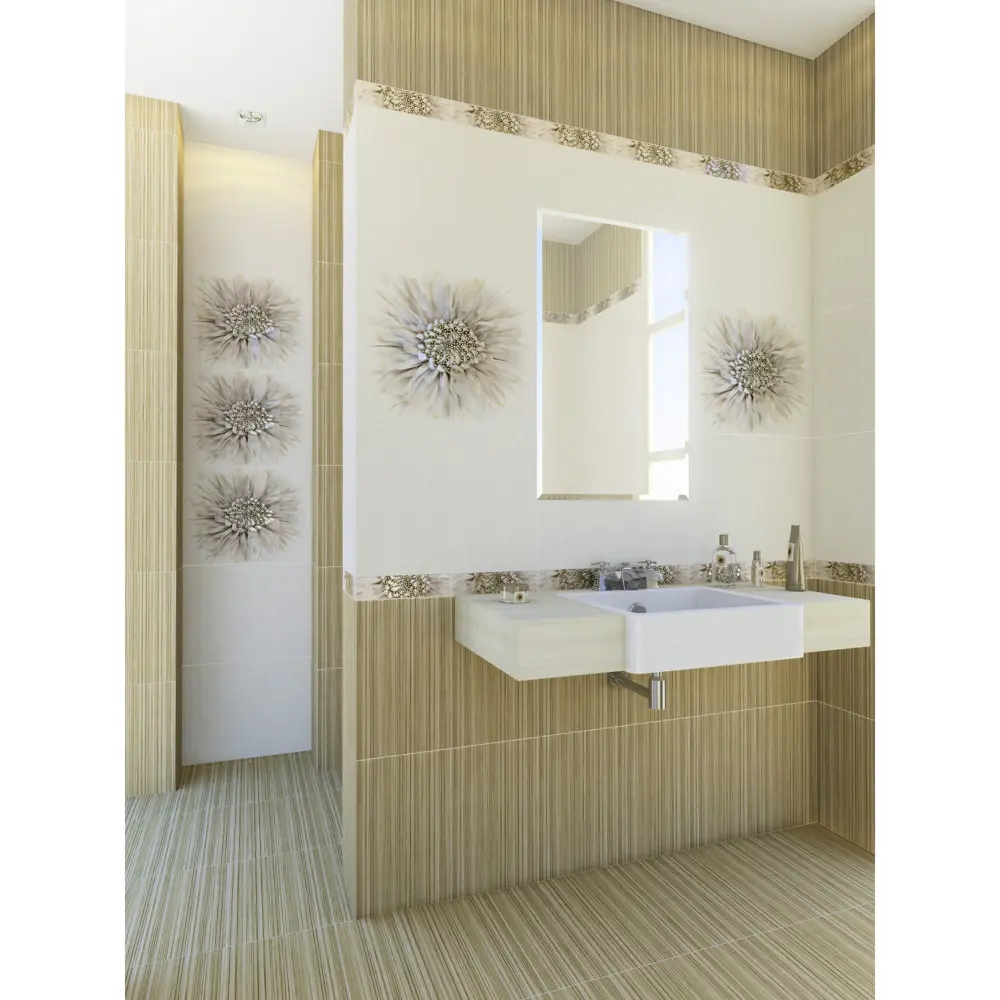 Бордюр Golden Tile Зебрано Фриз 25x6 см цвет бежевый STLM-2083253 - Вид №4