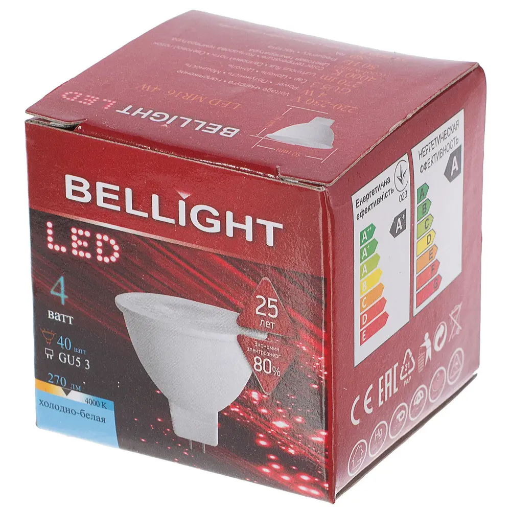 Лампа светодиодная Bellight MR16 GU5.3 4Вт 270 Лм свет холодный белый STLM-2099600 - Вид №1