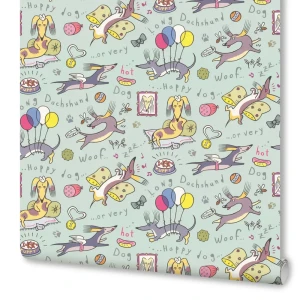 Обои флизелиновые Артекс Таксы зеленые 1.06 м 10714-04