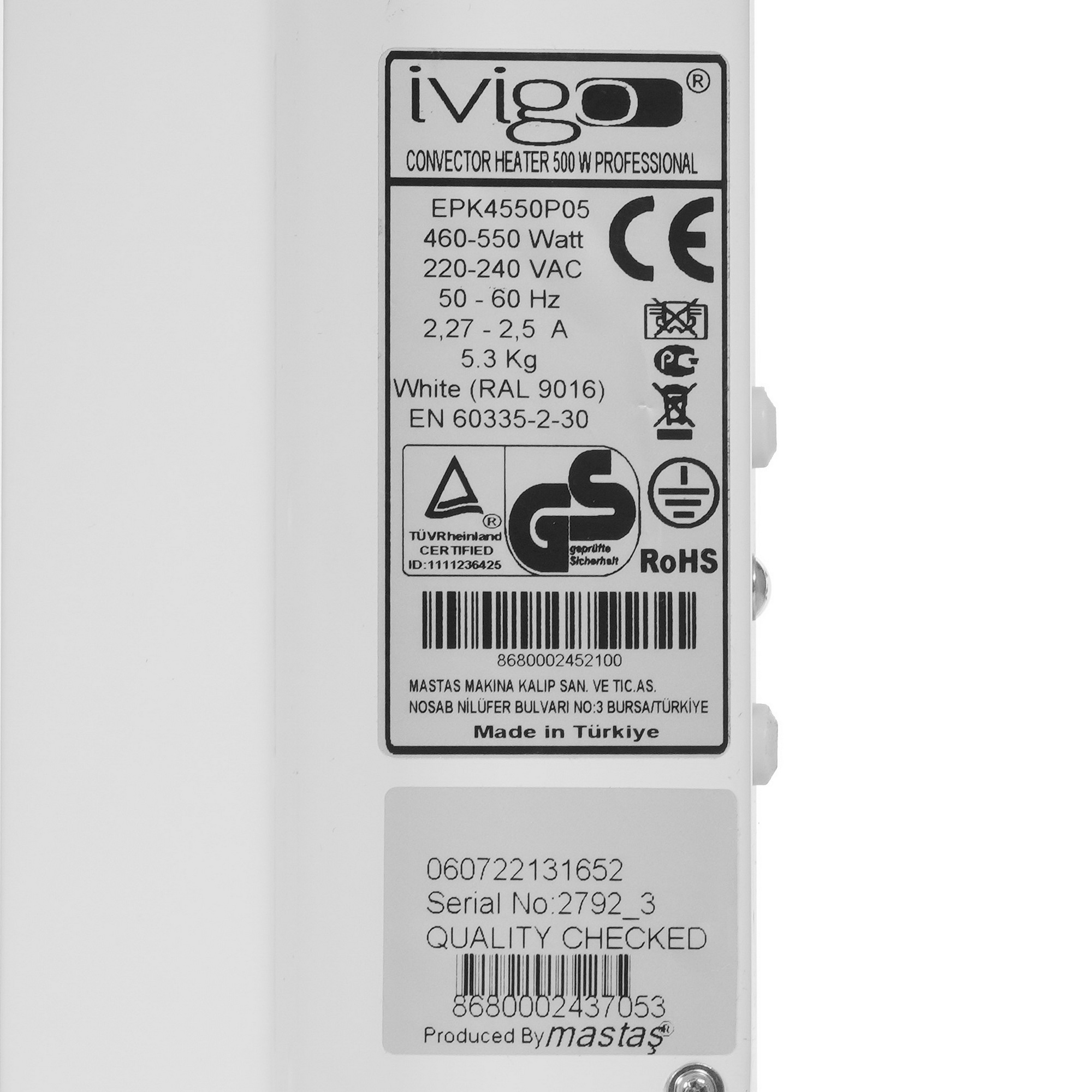 9935429 Конвектор iVigo EPK4550P05 STDN-0092092 - Вид №6