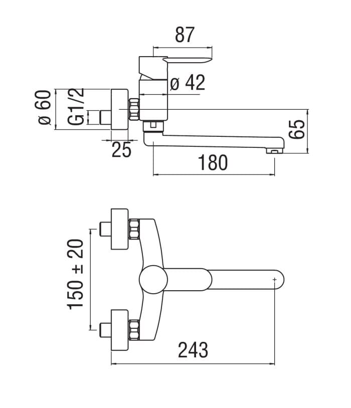 Настенный кухонный смеситель с аэратором Nobili песок ARCH-00006825 - Вид №1