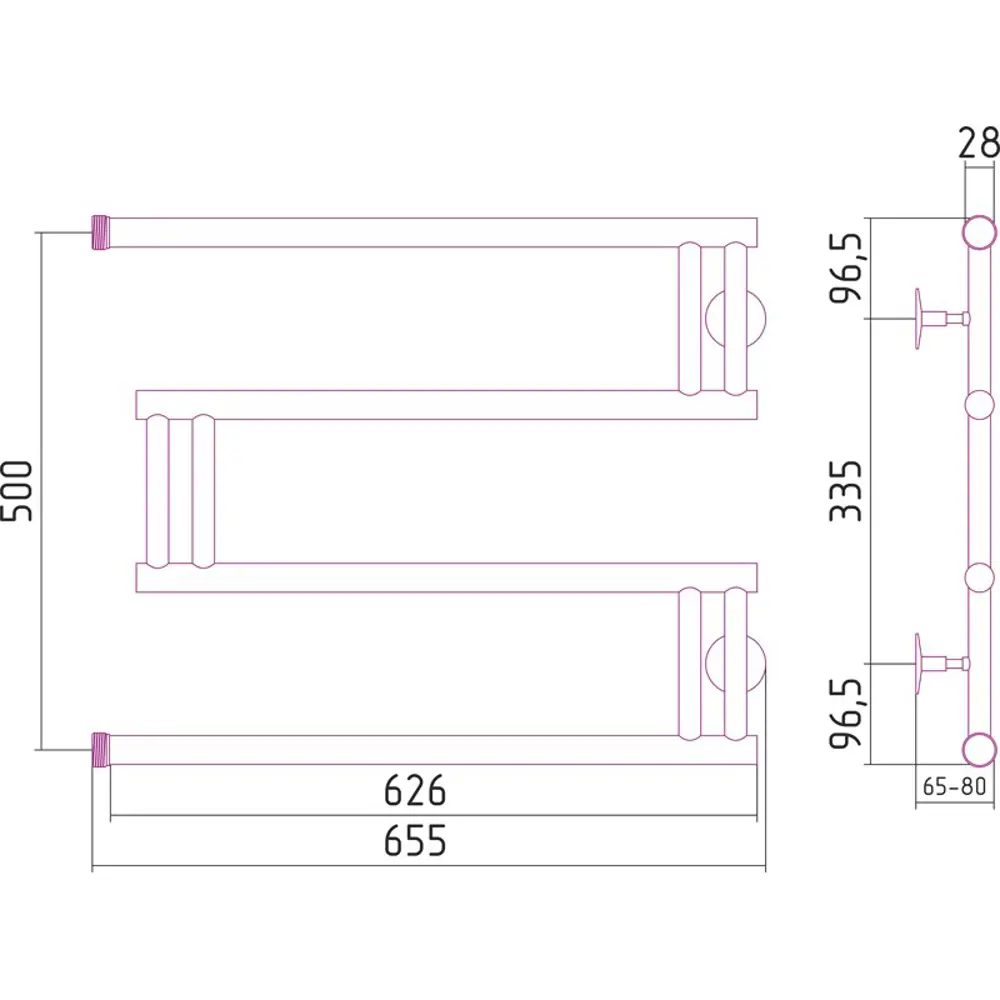 Водяной полотенцесушитель EQUATION Элита M-образный 50×65.5 см 17155957 STLM-0007586 - Вид №2