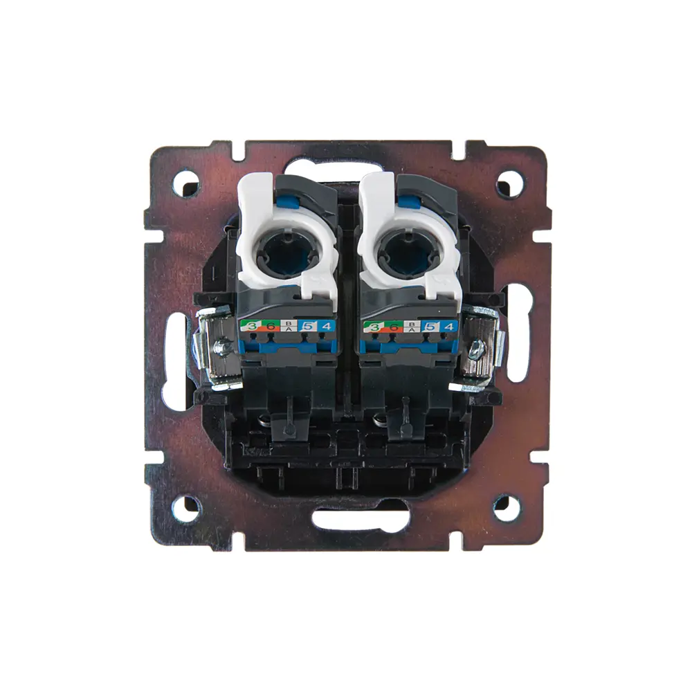 Розетка компьютерная двойная встраиваемая Werkel RJ45 цвет черный матовый Встраиваемые механизмы STLM-2201350 - Вид №1