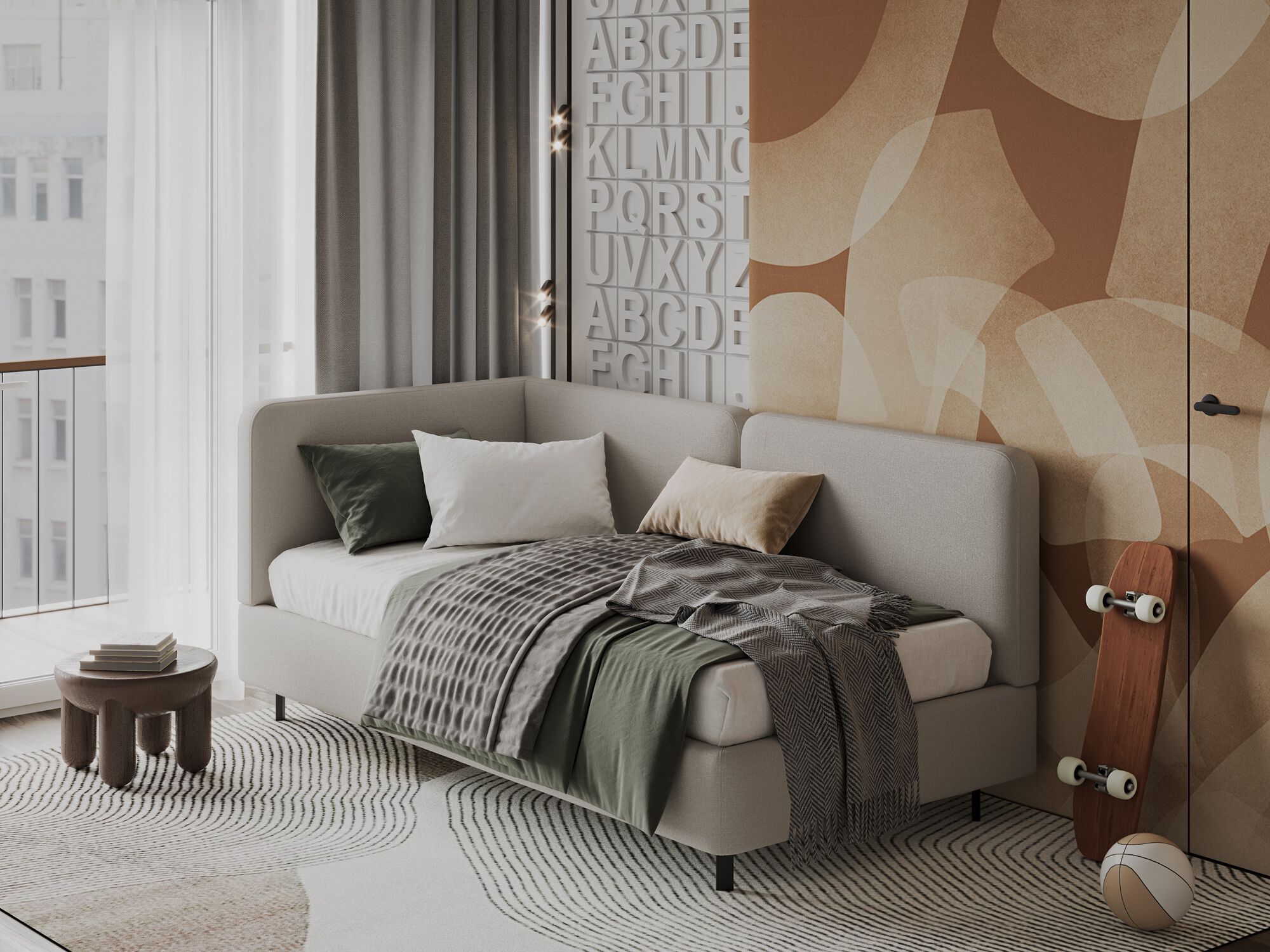 Односпальная кровать с мягким изголовьем Woodsoft TRENTO ARCH-00079873 - Вид №5