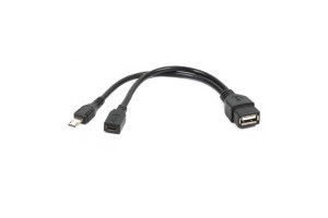 16205310 Кабель USB 2.0 OTG USB AF/Micro BM, 0.15м, с дополнительным питанием, пакет A-OTG-AFBM-004 Cablexpert