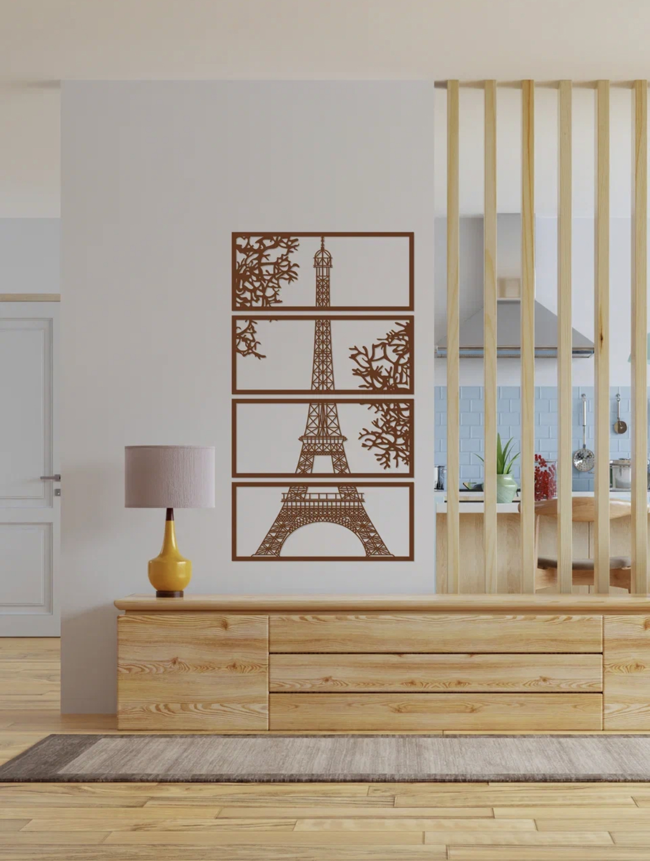 91017756 Декоративное деревянное панно малое "Париж" цвет коричневый STLM-0443172 ARTCORE