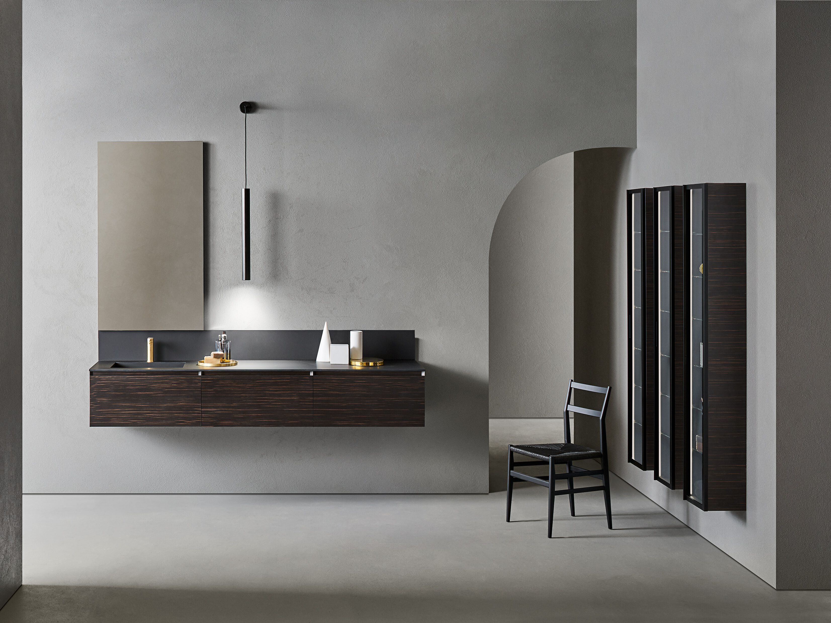 Состав ванной комнаты с умывальником, колонной и зеркалом Pirovano ARCH-00021083