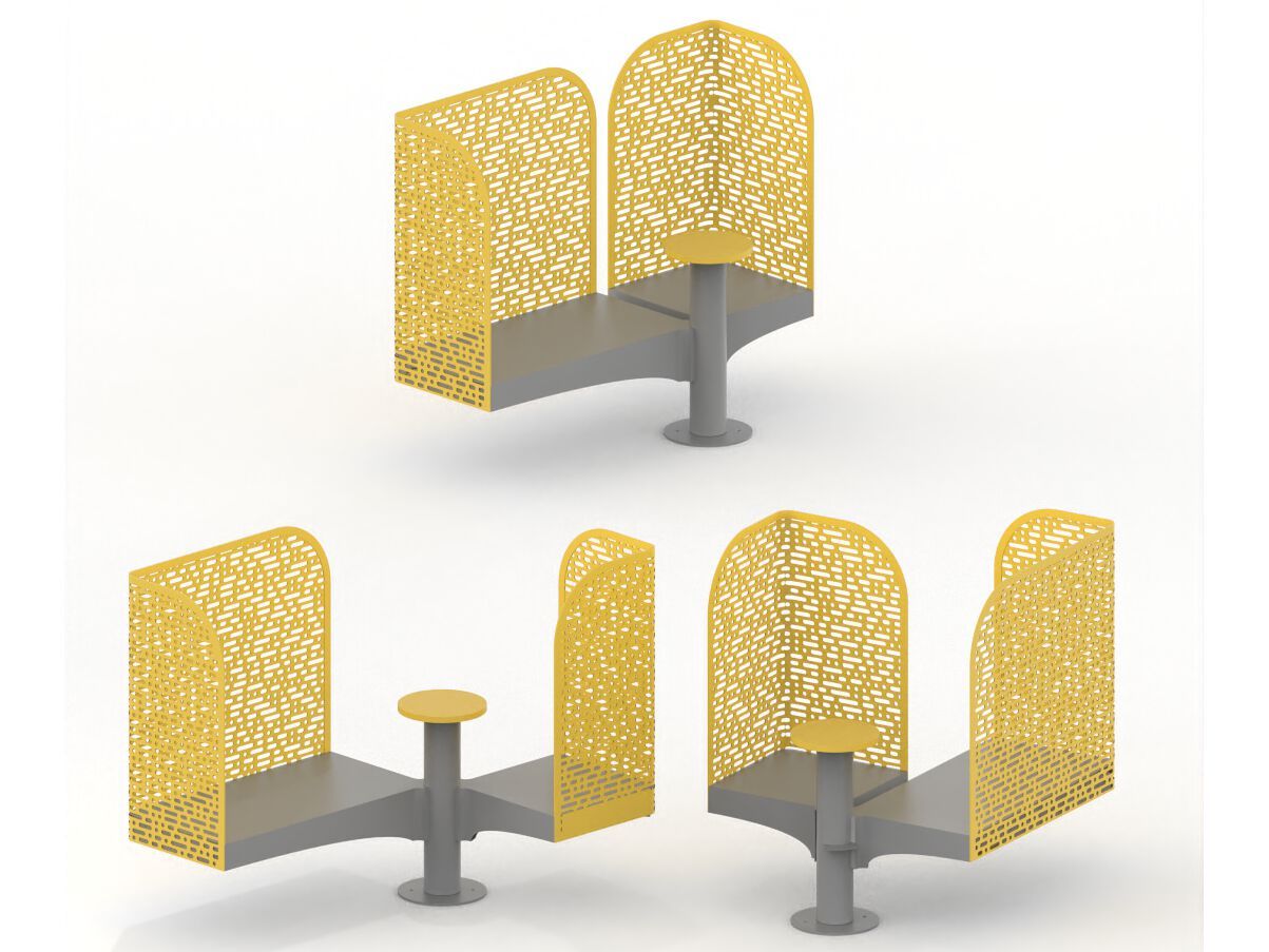 Стальная поворотная скамья со спинкой CITYSì Pivot ARCH-00061596