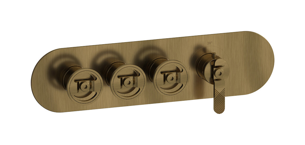 Комплект наружных частей термостата на 3 потребителей - горизонтальная овальная панель с ручками Bold WE ARE IB eua322mbnb1 Modern Bronze Aqua