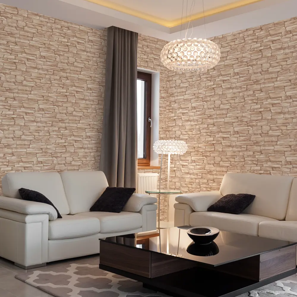 Обои виниловые Home Color Rubble бежевые 0.53 м 11026-22 STLM-2045214 - Вид №3