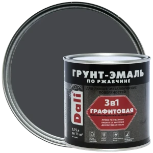 Грунт-эмаль по ржавчине 3 в 1 Dali графитовая цвет серый 0.75 л