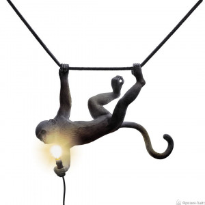 Seletti 14916 MONKEY SWING светильник подвесной обезьяна на канате черная