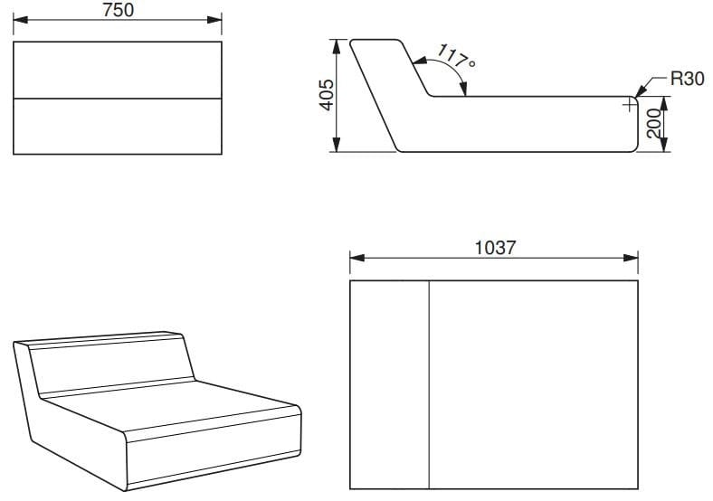 Chaise longue in QM Foam Quinze & Milan Матрас ARCH-00094155 - Вид №4