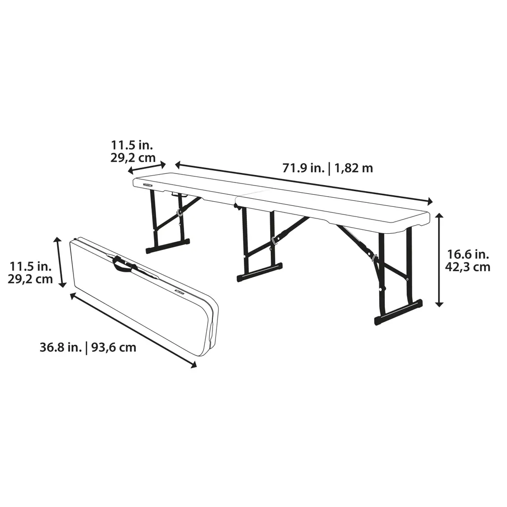 Скамья садовая Lifetime туристическая складная 183x29x42 см пластик белый Santreyd STLM-2210028 - Вид №18