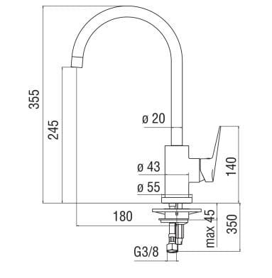 Однорычажный смеситель для кухни с поворотным изливом Nobili Blues ARCH-00104385 - Вид №2