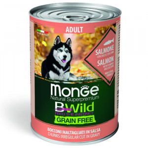 ПР0051912*24 Корм для собак BWild Grain Free беззерновой лосось с тыквой и кабачками банка 400г (упаковка - 24 шт) Monge