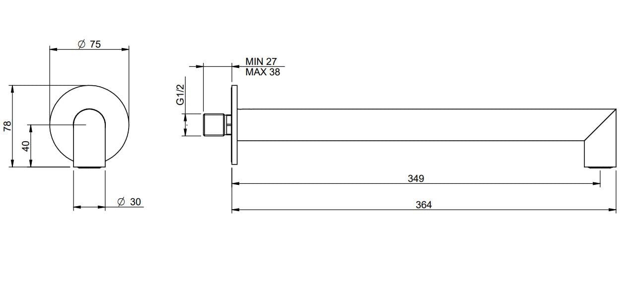 Стальная настенная душевая головка Rubinetterie Treemme 28 мм ARCH-00082960 - Вид №2