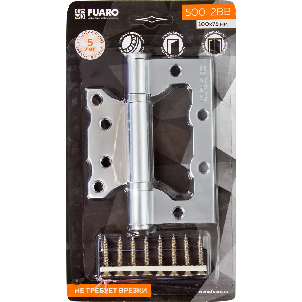 82105962 Петля без врезки N100500/2BB-PC/BL 100x75x2.5 мм сталь цвет перламутровый хром STLM-0019057 FUARO Home - Вид №5