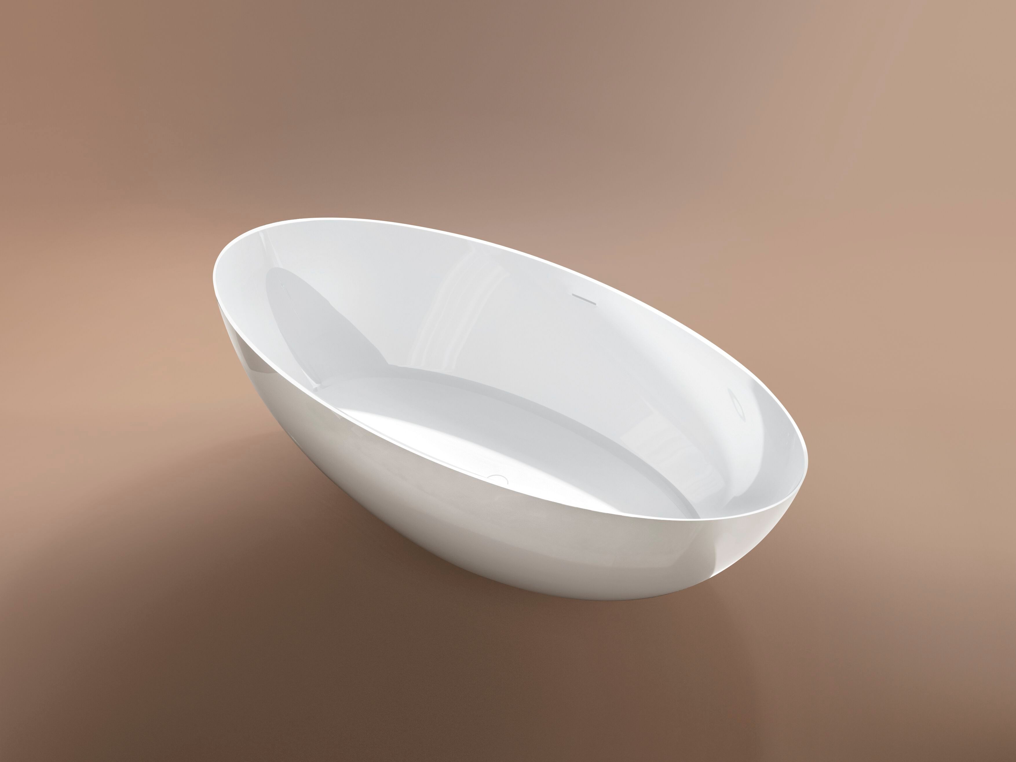 Овальная ванна в центре комнаты в твердой поверхности Gruppo Treesse мебель для ванной комнаты-отдельно стоящие ванны ARCH-00050901 - Вид №3