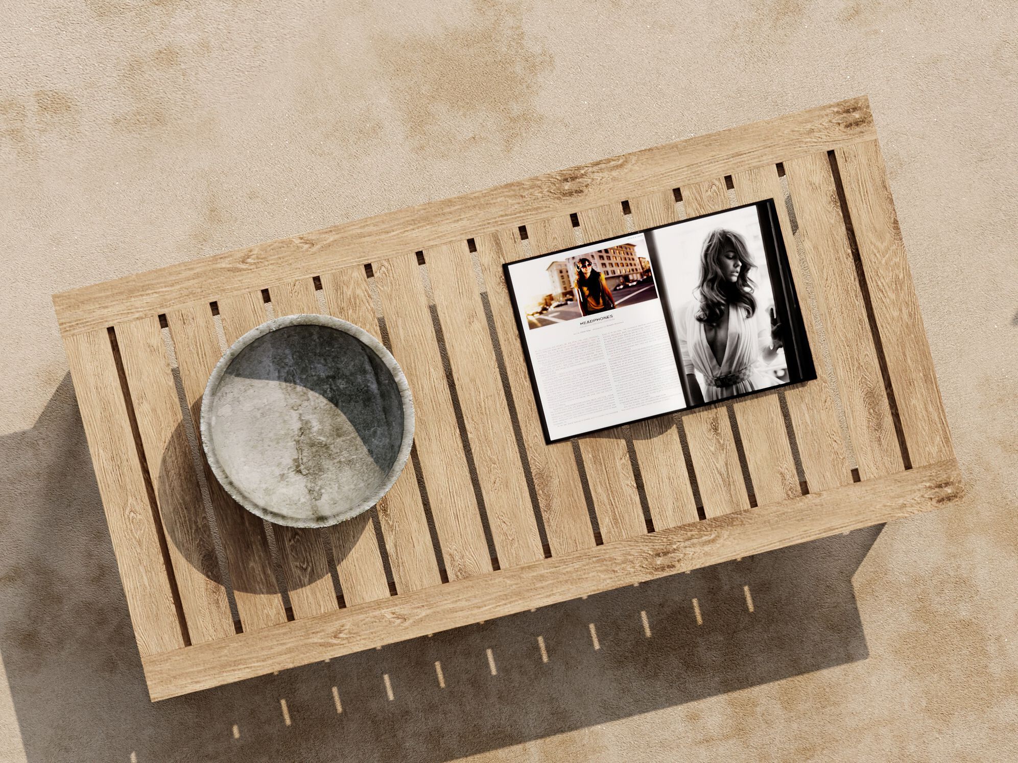 Низкий прямоугольный журнальный столик из тикового дерева Walters Стрингер ARCH-00041875 - Вид №1