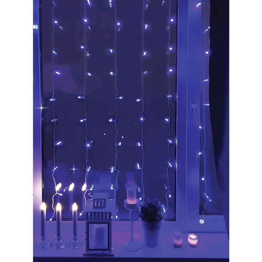 Электрогирлянда наружная «Занавес» 1.5x1.5 м 100 LED синий IP44 Santreyd STLM-2037386