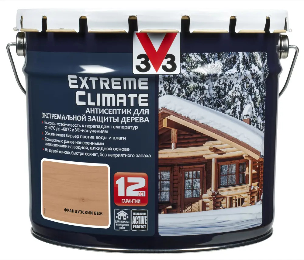 98294410 Антисептик акриловый для дерева V33 Extreme Climate матовый цвет французский беж 9 л STLM-0859577
