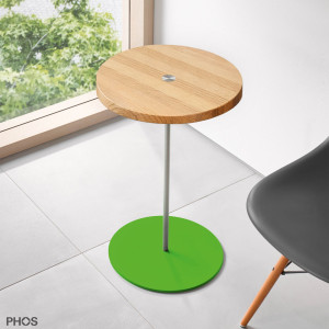 BT600-Eiche-BPGr Приставной столик, высота 60 см, столешница из дуба, основание зеленое PHOS