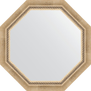BY 3755 Зеркало в багетной раме - состаренное серебро с плетением 70 mm EVOFORM Octagon