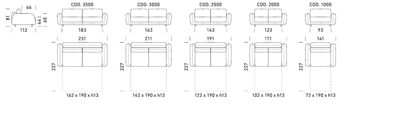 Двуспальный диван-кровать из ткани Dienne Salotti Views II ARCH-00148239 - Вид №4