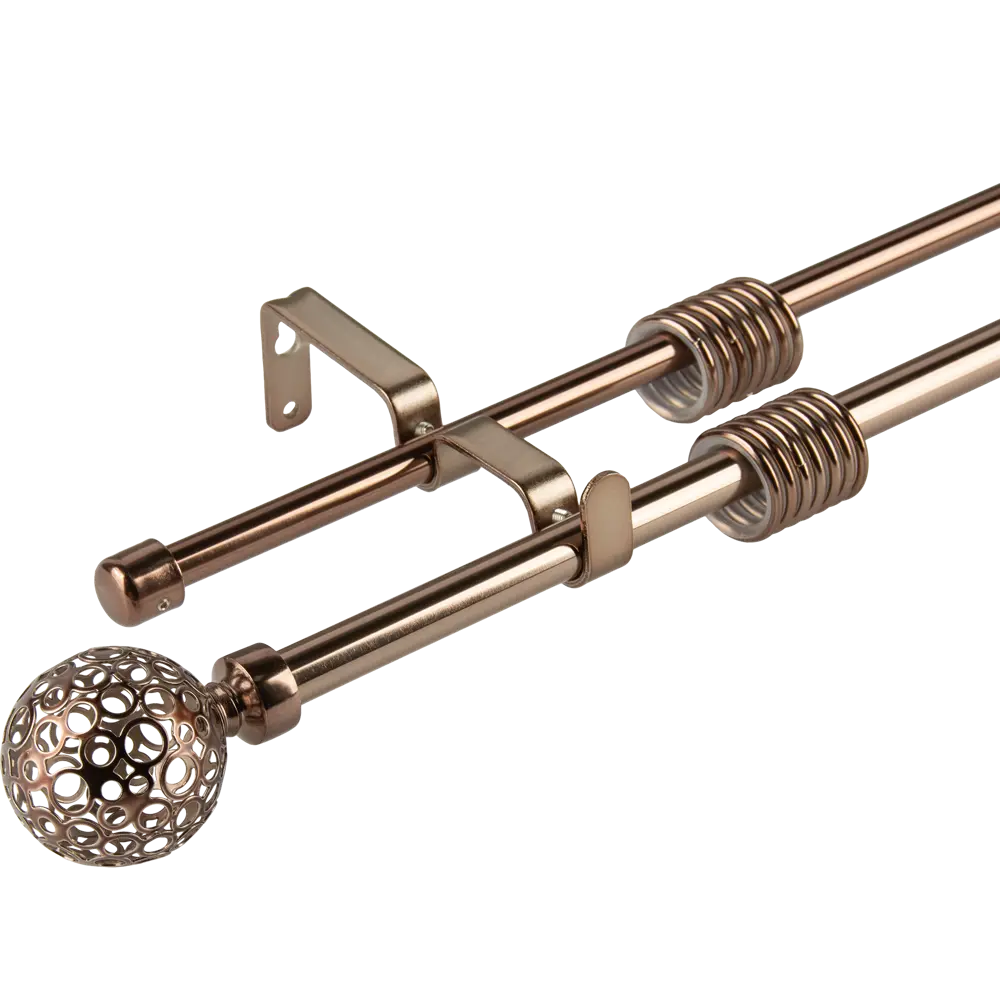 Карниз раздвижной двухрядный Inspire 160-300 см наконечник шар цвет коньячный STLM-2074536