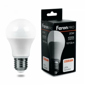 Лампа светодиодная Feron.PRO "Шар" E27 20W 6400K OSRAM LED LB-1020 38043 FERON  00-3956721 Матовый
