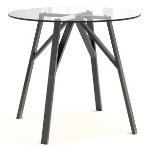 Обеденный стол круглый стеклянный с черными ножками и закаленным стеклом 90 см "Мэйти-1" GRAUM  304087 Прозрачный;черный