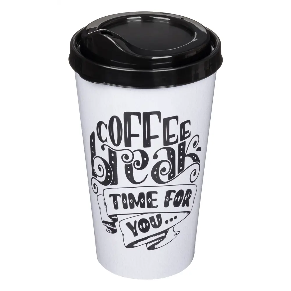 Стакан с крышкой Delinia Coffe Break 550 мл пластик цвет черный 88780885 STLM-2211898 