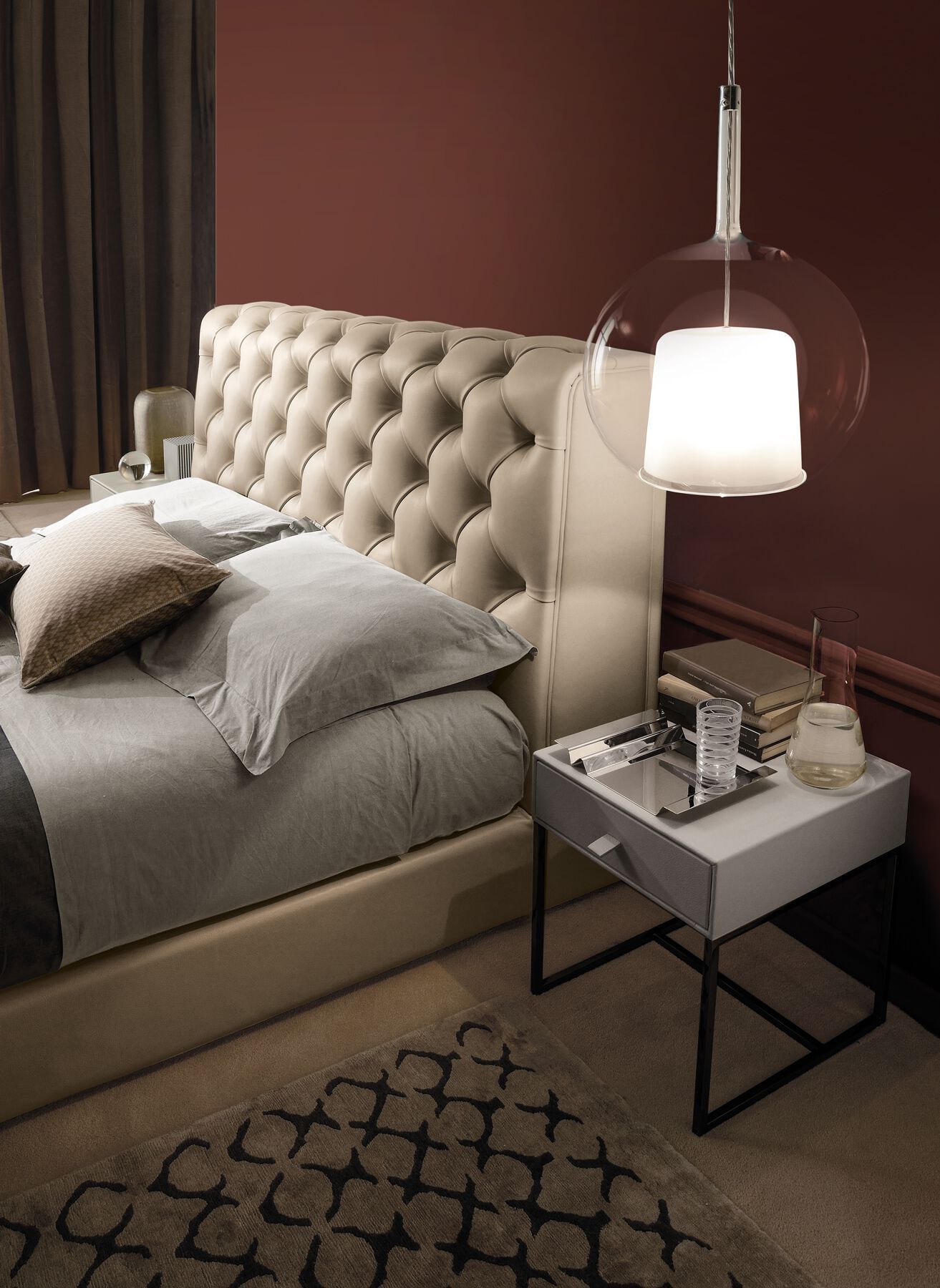 Кожаная двуспальная кровать с капитонным изголовьем i 4 Mariani ARCH-00064085 - Вид №1