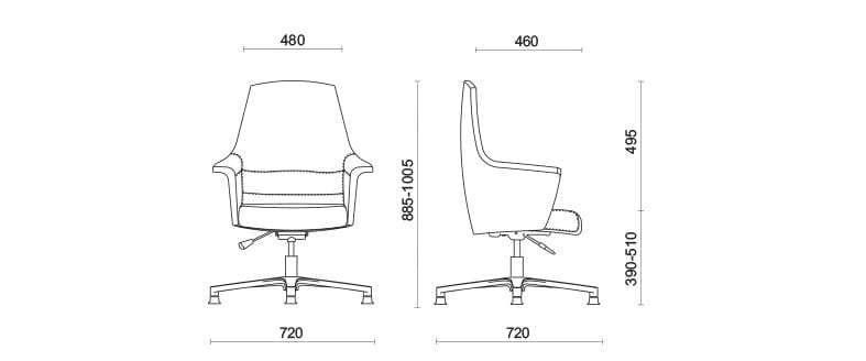4 спицы подлокотник алюминиевый поворотный операционный стул Sitland Of Course ARCH-00001107