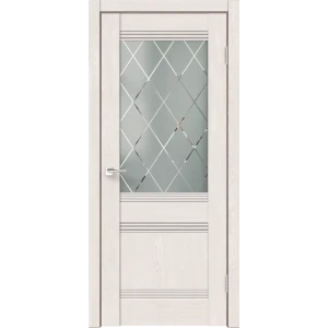 Дверь межкомнатная со стеклом Тоскана 60x200 см финиш бумага цвет дуб тернер белый с замком и петлями
