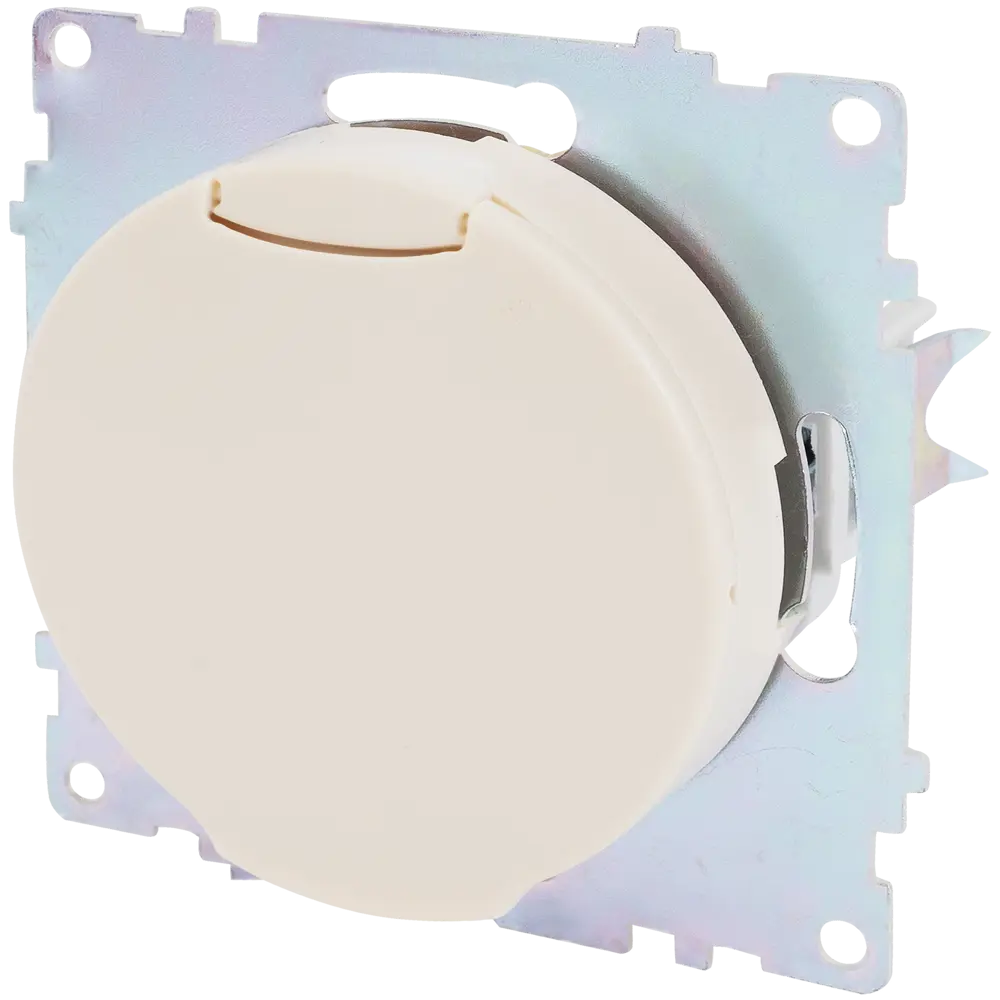 Розетка встраиваемая Onekey Florence с заземлением с крышкой цвет бежевый ONEKEYELECTRO STLM-2157936 - Вид №3