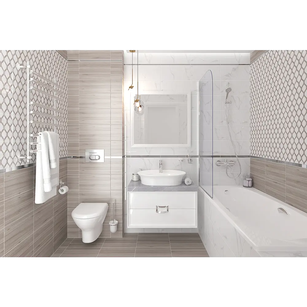 Плитка настенная Statuario с узором 20х40 см 1.2 м² цвет серый Santreyd STLM-2183191 - Вид №3