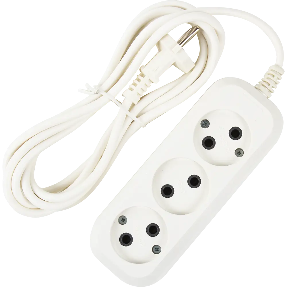 Удлинитель без заземления для маломощной техники 3 розетки 3 м цвет белый Santreyd STLM-2096966
